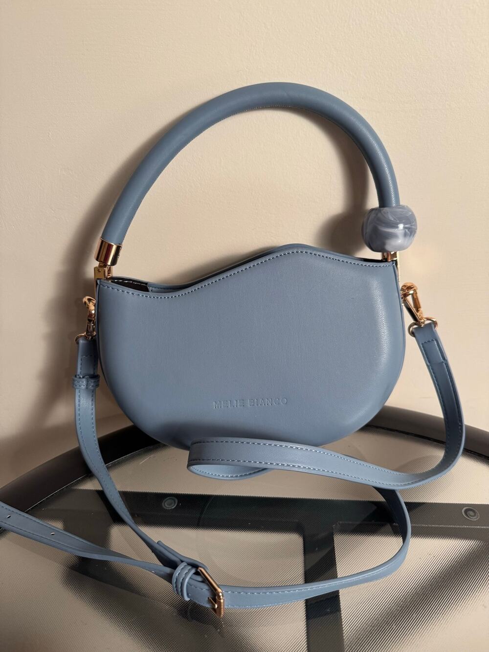 Melie Bianco Blue 9"x 6" Mini Vegan Handbag